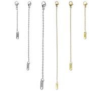KUMGROT Silver And Gold Single Loop Lobster Snap Hook Stainless Steel Necklace Extender Chain, Jewelry-Making Material for Extending The Length Of Necklaces Bracelets Anklets, 6 Pcs(5.71" 3.92" 2.28")