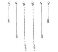 KUMGROT Silver Single Loop Lobster Snap Hook Stainless Steel Necklace Extender Chain, Jewelry-Making Material for Extending The Length Of Necklaces Bracelets Anklets, 6 Pcs(5.71" 3.92" 2.28")