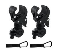 KUMGROT Walker & Wheelchair Accessories, 360° Rotating Cane Holder For Mobility Scooters Walkers Walking Stick Light Umbrella Flashlight Holder, 2 Pcs Walking Stick Holder With 2 Pcs Webbing