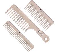 Kumi Eco-Friendly 3 Piece Wide Tooth Detangle & Styling Comb Set, this 3 comb set is the perfect afro styling accessory. Two detangling and one rake comb are included.