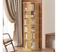 KUMIAO 360° Rotating Bamboo Bookcase for Home Office Decor - Open Design, Floor Bookshelf, Revolving Bookcase Storage Display Rack
