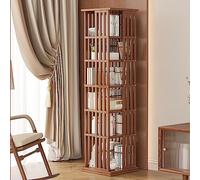 KUMIAO 360° Rotating Bamboo Bookcase for Home Office Decor - Open Design, Floor Bookshelf, Revolving Bookcase Storage Display Rack