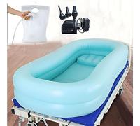 KUMIAO Bedside Shower Bathtub Kit for Elderly & Disabled - Inflatable Adult PVC with Electric Air Pump, 10L Water Bag - Convenient Fullbody Wash Tools