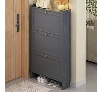KUMIAO Grey Modern Freestanding Shoe Storage Rack - 2/3 Flip Doors, 3 Levels, Entryway, Bedroom, Hallway - Slim Hidden Shoe Cabinet
