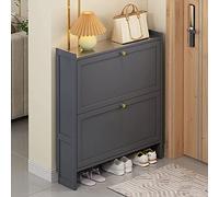 KUMIAO Grey Shoe Cabinet - Modern Freestanding Shoe Storage Rack With 2/3 Flip Doors For Entryway, Bedroom, Hallway - Slim Hidden Shoe Cabinet