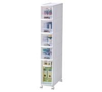 KUMIAO Narrow Slim Rolling Storage Cart - Organize Small Spaces with 3 Tier Drawers - White Plastic Storage Cabinet Beside Fridge - Ideal Kitchen & Bathroom Solution!