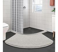 KUMIAO Non-Slip Microfibre Curved Shower Mat - Soft, Washable Bath Mat for Bathroom, Bedroom, Kitchen - 45x110cm - Fan-Shaped Floor Mat - Non-Slip Corner Shower Mat - Ideal for Hallway, Doorway