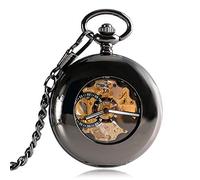 KUMIAO Steampunk Pocket Watch Necklace - Vintage Automatic Mechanical Pendant with Smooth Case, Luxury Pocket Watch for Women