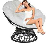 KUMIAO Waterproof Round Papasan Chair Cushion - Large Overstuffed Seat Cushion for Indoor and Outdoor Use - Ultimate Comfort and Style for Rocking Chairs