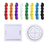 Kumihimo Disks Set,2 Pieces Round Square Kumihimo Beading Cord Disc with 8 Colors Knotting Cord Nylon Macrame Thread Cord Beading String for Bracelet Jewelry Making