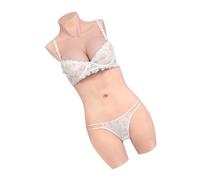 KUMIHO Breast Forms 3-Point Silicone Bodysuit Breastplate Prosthesis Silicone Panty for Crossdresser Transgender Cosplay Drag Queen White D Cup