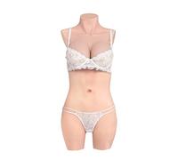 KUMIHO Breast Forms 3-Point Silicone Bodysuit Breastplate Prosthesis Silicone Panty for Crossdresser Transgender Cosplay Drag Queen Yellow D Cup