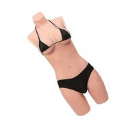 KUMIHO Breast Forms 3-Point Silicone Bodysuit Breastplate Prosthesis Silicone Panty for Crossdresser Transgender Cosplay Drag Queen D Cup White Silicone Filled