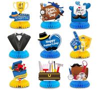 Kumikumi 9 Pcs Father's Day Honeycomb Centerpieces Set - High - Quality Cardstock, Easy Assembly, Ideal for Father's Day Party Decor