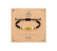 KummerSaprk Faith Message Bracelet for Women, “God Is in Control” Adjustable Cord Bracelet with Engraved Bar, Minimalist Inspirational Bracelet for Daily Wear and Meaningful Occasions, L, Zinc, no