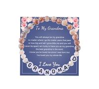 KummerSaprk Granddaughter Bracelet Grandmother Granddaughter Bracelet Granddaughter Gifts from Grandma Natural Stone Bracelet to My Grandmom Bracelet Jewelry Gifts for Women, Adjustable, Metal, no