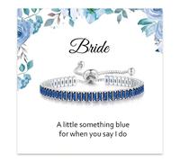 KummerSaprk Something Blue Gift for Bride Bridal Shower Gifts for Bride to be White Blue Rhinestone Bracelets for Wife with Meaningful Card Wedding Accessories Jewelry, M, no gemstone