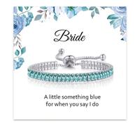 KummerSaprk Something Blue Gift for Bride Bridal Shower Gifts for Bride to be White Blue Rhinestone Bracelets for Wife with Meaningful Card Wedding Accessories Jewelry, M, no gemstone
