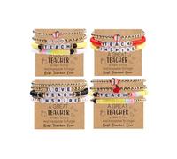 KummerSaprk Teacher Bracelet Teacher Appreciation Graduation Gifts for Women Apple Charm Braclets for Teachers from Student, Beads, no gemstone