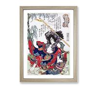 Kumonryu Shishin In Combat By Utagawa Kuniyoshi Asian Japanese Framed Wall Art Print, Ready to Hang Picture for Living Room Bedroom Home Office Décor, Oak A4 (34 x 25 cm)