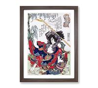 Kumonryu Shishin In Combat By Utagawa Kuniyoshi Asian Japanese Framed Wall Art Print, Ready to Hang Picture for Living Room Bedroom Home Office Décor, Walnut A3 (34 x 46 cm)