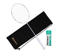 KUMPOO Badminton Racket Professional, Badminton Carbon Fiber Racket Set with Cover and Replacement Grip, 4U Pro Racquet Lightweight for Bgeinners Outdoor Games, Trainning, Exercise, White