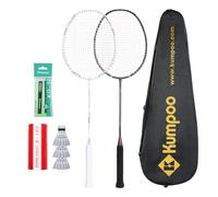 KUMPOO Badminton Racket Set of 2 Carbon Fiber Graphite Rackets, 3 Shuttlecocks, Replacement Grip and Racket Bag, Professional Badminton Racket 4U Racquet Lightweight for Beginner Outdoor, KC-21