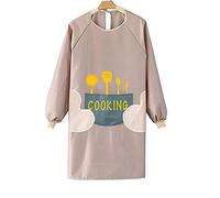Kumquat Classic Fashion Aprons for Women Waterproof Oil Proof Long Sleeve Apron Smocks Overalls Adult for Home Furnishing Kitchen, Pink, One Size