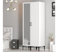 kumsal wooden wardrobe with 1 left mirror door in white