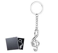 KUMSODE 2 Pieces Music Notes Key Ring with Gift Box, Metal Musical Sign Keychain Music Theme Party Key Ring for Boys Girls Men Women Music Teacher Musician Birthday