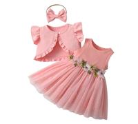 Kumsolu 3Pcs Summer Baby Girl Dress and Short Sleeve Cardigan Set