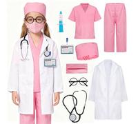 KumSoomliy Doctors Set for Kids Toddler Dress up Nurse Outfit Girls Fancy Dress Kids Role Play Doctors Costume Age 9-10Y