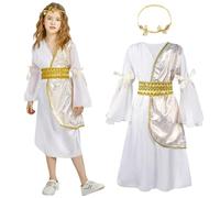 KumSoomliy Goddess Cosplay Costume Greek Costume for Girls Fancy Dress for School Day Kids Princess Cosplay Outfits Age 7-8Y