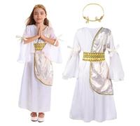 KumSoomliy Greek Goddess Cosplay Costume for Girls Fancy Dress for Halloween Kids Princess Cosplay Outfits Age 5-6Y