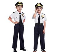 KumSoomliy Pilot Costume for Kids Captain Costume for Career Day Age 8-9Y