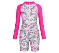 KumSoomliy Unicorn Girls Swimming Costume One-Piece Swimsuit Girls UV Protection Swimwear Little Child Long Sleeve Rash Guard Kids Beach Holiday Swimwear Rose Pink Age 3-4 Years Size 110