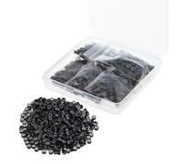 Kun Na 500 Pcs 5.0mm Silicone Lined Micro Rings Links Beads for Bonding Hair Extensions (Black)