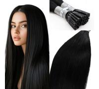 Kun Na I Tip Hair Extensions 50 Strands Pre Bonded Stick Tip Keratin Real Remy Human Hair Extension Straight (#1, 20 inch)