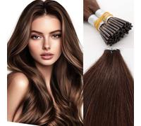 Kun Na I Tip Hair Extensions 50 Strands Pre Bonded Stick Tip Keratin Real Remy Human Hair Extension Straight (#4, 18 inch)