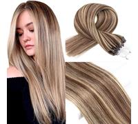 kun na Micro Beads 1g/s 50s/pack Silky Straight Human Hair Extensions Easy Loop Brazilian Remy Hair Micro Ring Hair Extensions 20" Color P#4/613