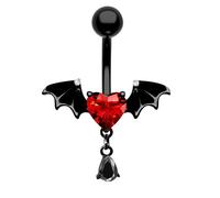 KUNASSHIR 14G Halloween Bat Belly Button Piercing Navel Ring Gothic Dark Navel Piercing Jewellery Surgical Steel Belly Piercing Barbells