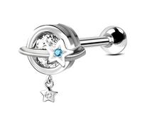 KUNASSHIR Dangle Planet Helix Piercings Clear CZ Helix Earring Stud 16G Conch Piercing Jewellery Stainless Steel Cartilage Studs Upper Lobe Piercings