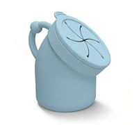 KUNBBEUR Collapsible Snack Cup for Toddlers 400ml Silicone Snack Pot with Handles & Splash-Proof Lid - Spill-Proof Baby Self-Feeding Pot for On-the-Go Travel Pram & Car Seat Easy Clean (B)