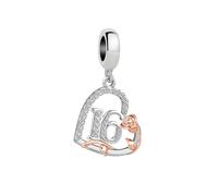 KunBead 12 13 16 18 21 30 40 50 60 70 Birthday Rose Heart Dangle Charms Compatible with Pandora Bracelet Necklace for Women