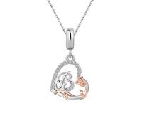 KunBead 18 inch Initial A-Z Letter Rose Heart 26 Alphabet Love Charm Birthday Pendant Necklace for Mum Daughter Grandma Granddaughter Nana Auntie Wife Sister Best Friend