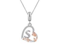 KunBead 18 inch Initial S Letter Rose Heart 26 Alphabet Love Charm Birthday Pendant Necklace for Women