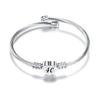 KunBead 40th Birthday Love Heart Expandable Bracelets for Women Lucky Number Age Bangle Cuff Stainless Steel Bracelet