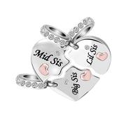 KunBead Big and Little Sister Rose Gold Tone Heart Puzzle Dangle Charms Compatible With Pandora Bracelet Set for 3