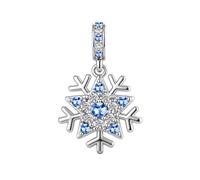 KunBead Blue Snowflake Sparkly Star Dangle Christmas Birthday Charms Compatible with Pandora Charm Bracelet for Women