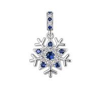 KunBead Dark Blue Snowflake Sparkly Star Dangle Christmas Birthday Charms Compatible with Pandora Charm Bracelet for Women